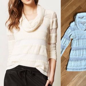 Tiny Anthropologie lace cowl neck ivory blouse M